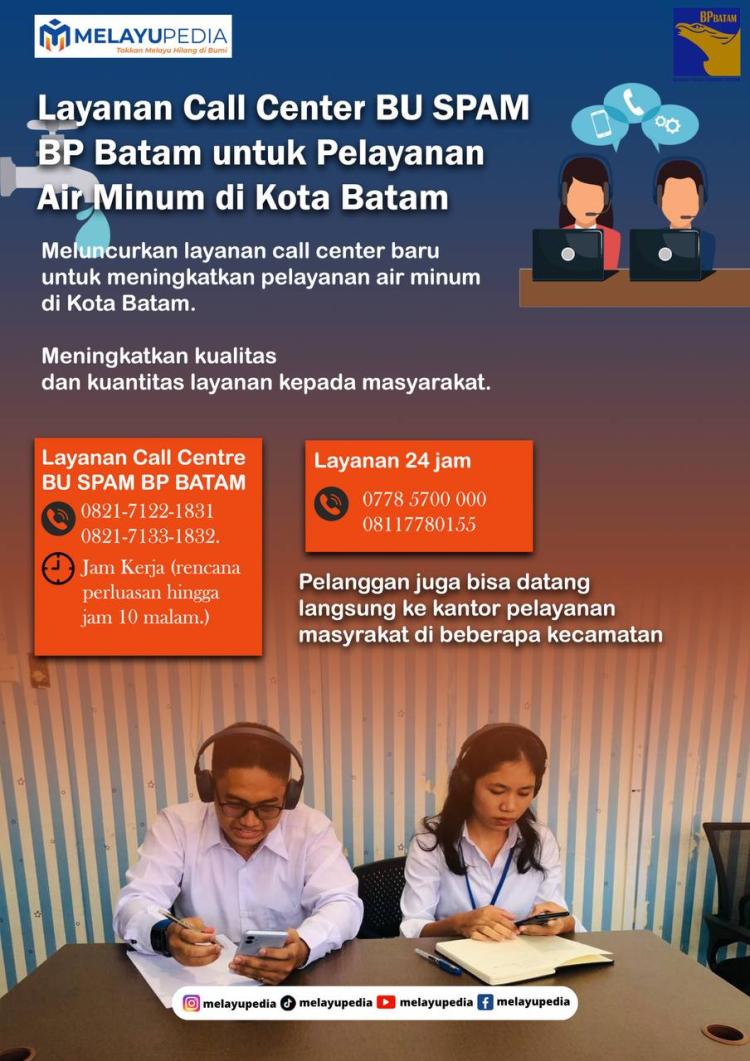 INFOGRAFIS: Layanan Call Center BU SPAM Batam untuk Pelayanan Air Minum di Kota Batam