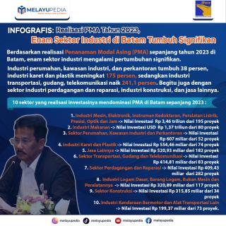 INFOGRAFIS: Realisasi PMA Tahun 2023, Enam Sektor Industri di Batam Tumbuh Signifikan